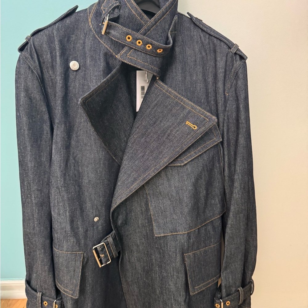 Helmut Lang Denim Coat with Belted Waist